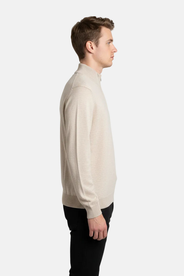 Halron Beige Half-Zip Pullover - Side View