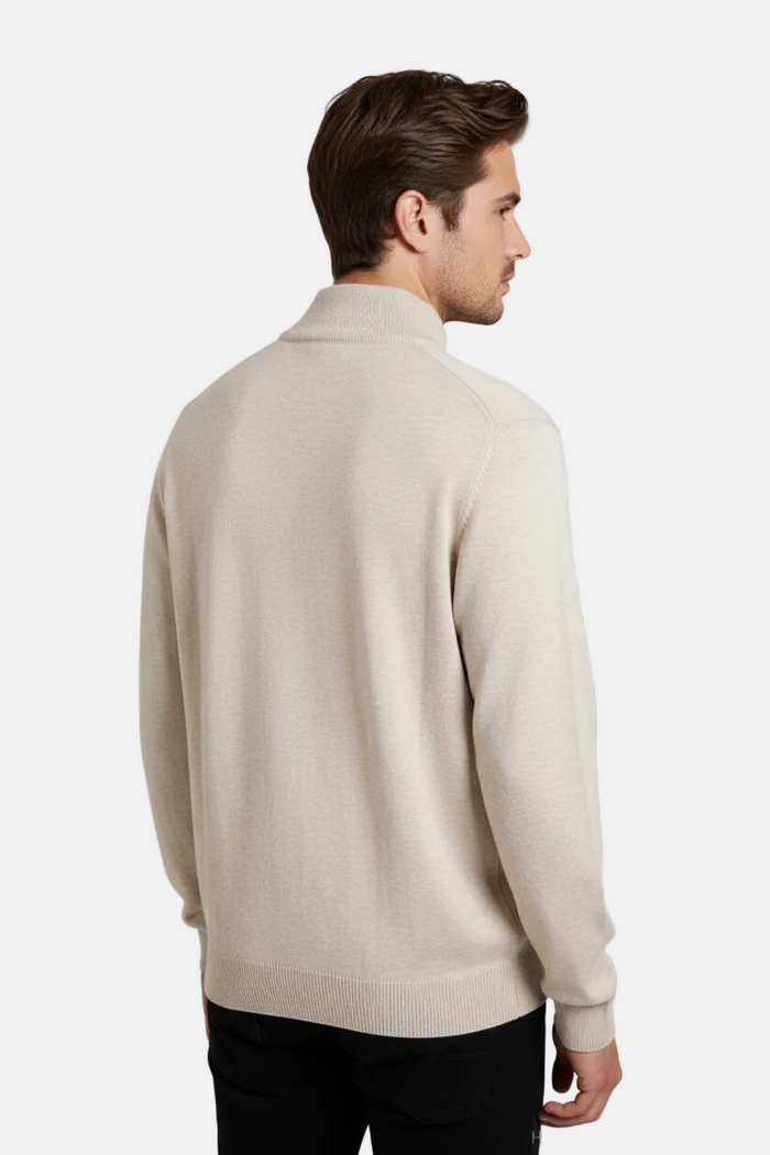 Halron Beige Half-Zip Pullover - Back Upper Body
