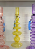Hand blown Glass Candleholder Two’s Company Taper Yellow