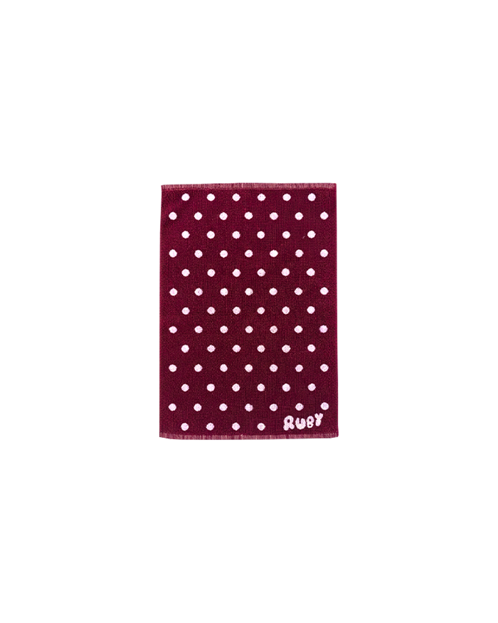 HAND TOWEL BURGUNDY POLKA DOT