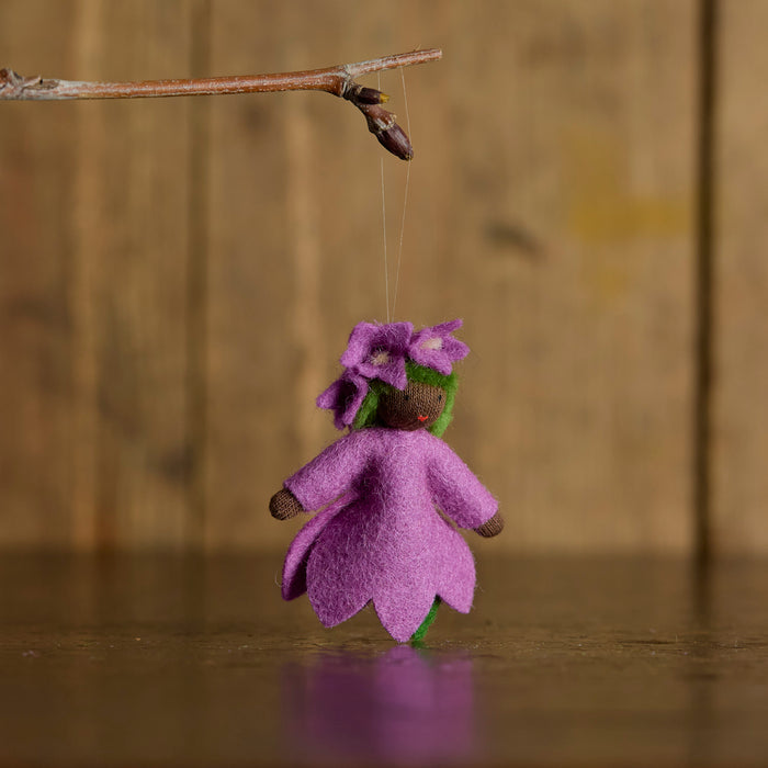 Handmade Small Wool Hanging Fairy - Bellflower - Black