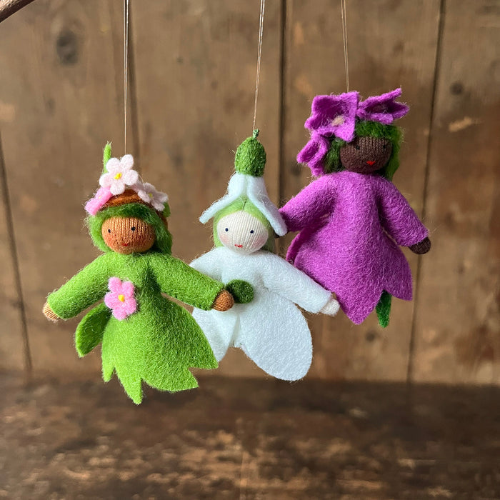 Handmade Small Wool Hanging Fairy - Bellflower - Black