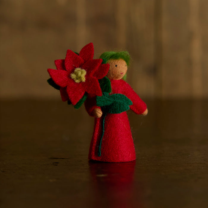 Handmade Wool Fairy - Poinsettia - Brown