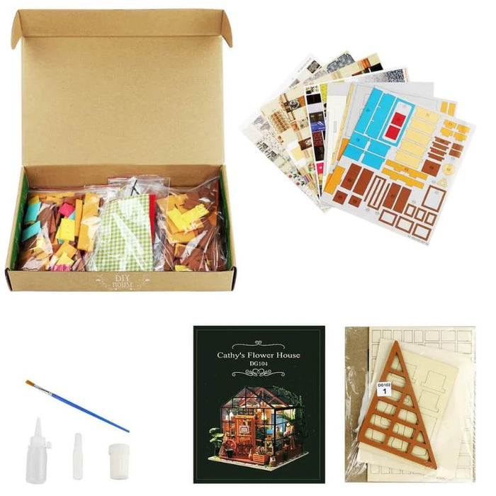 Hands Craft - DIY Miniature Dollhouse Kit - Cathy's Flower House