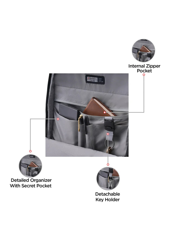 Harrison Bags Axiron Versatile 25L (3-In-1) Premium Laptop Backpack 15.6 Inches Midnight Black