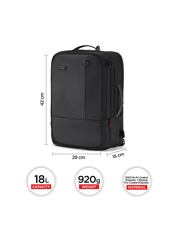 Harrison Bags Axiron Versatile 25L (3-In-1) Premium Laptop Backpack 15.6 Inches Midnight Black