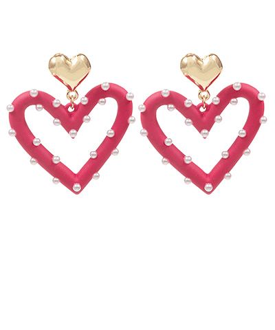 Heart & Pearl Drop Earrings