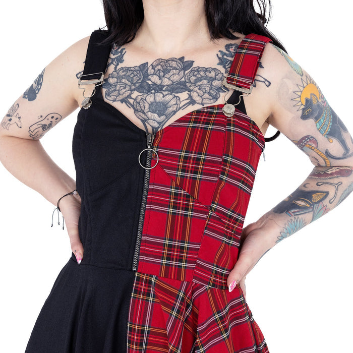 Heartless DIONE DRESS - BLACK/RED TARTAN Claxton Creations GB