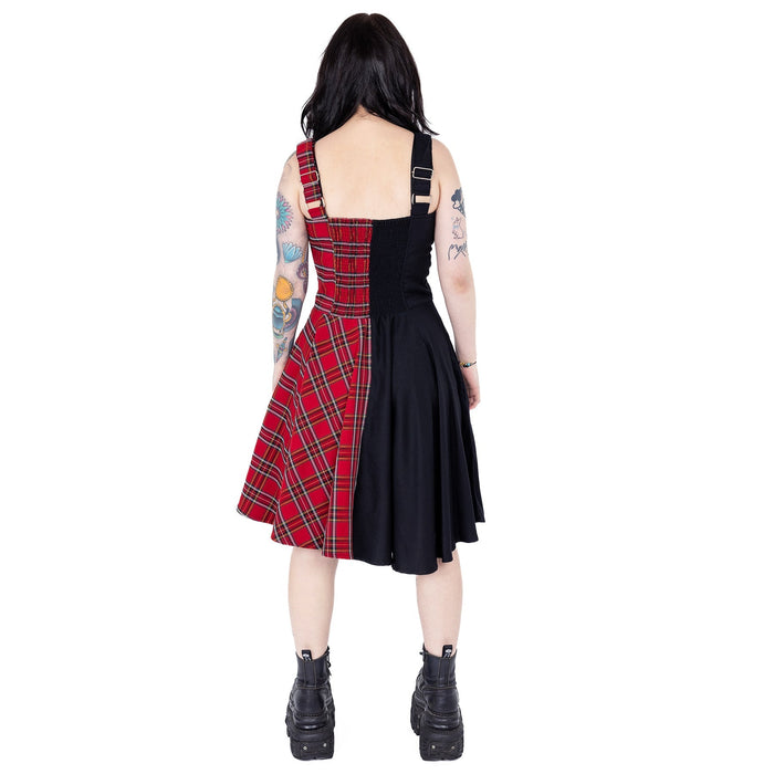 Heartless DIONE DRESS - BLACK/RED TARTAN Claxton Creations GB