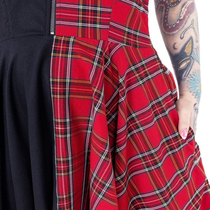 Heartless DIONE DRESS - BLACK/RED TARTAN Claxton Creations GB