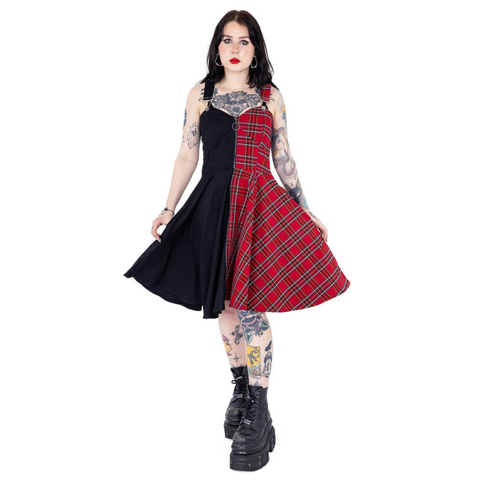 Heartless DIONE DRESS - BLACK/RED TARTAN Claxton Creations GB