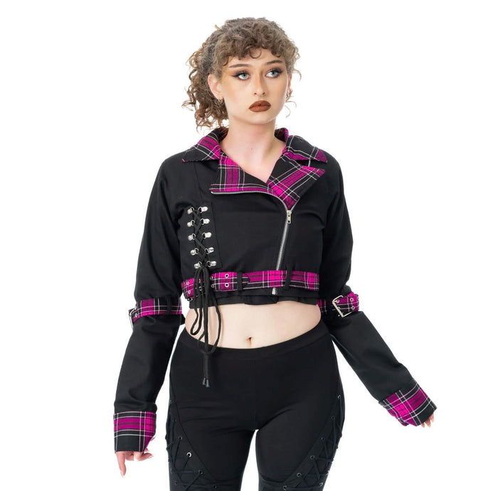 Heartless HEXBOURNE JACKET - BLACK/DARK PINK CHECK Heartless