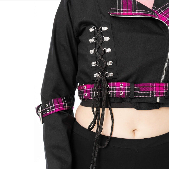 Heartless HEXBOURNE JACKET - BLACK/DARK PINK CHECK Heartless