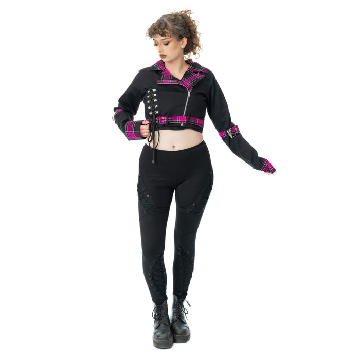 Heartless HEXBOURNE JACKET - BLACK/DARK PINK CHECK Heartless