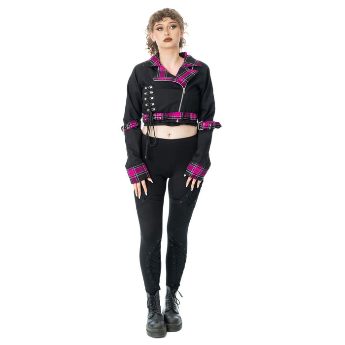 Heartless HEXBOURNE JACKET - BLACK/DARK PINK CHECK Heartless