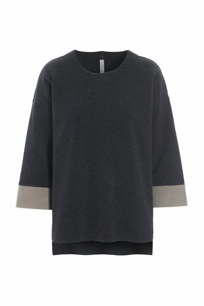 Henriette Steffensen Fleece Blouse 2 Colored Soft Black/Elephant | 1371