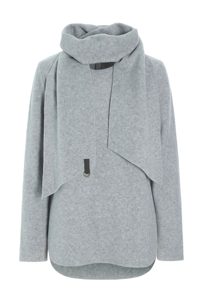 Henriette Steffensen Fleece Blouse w/Scarf Light Grey | 1373
