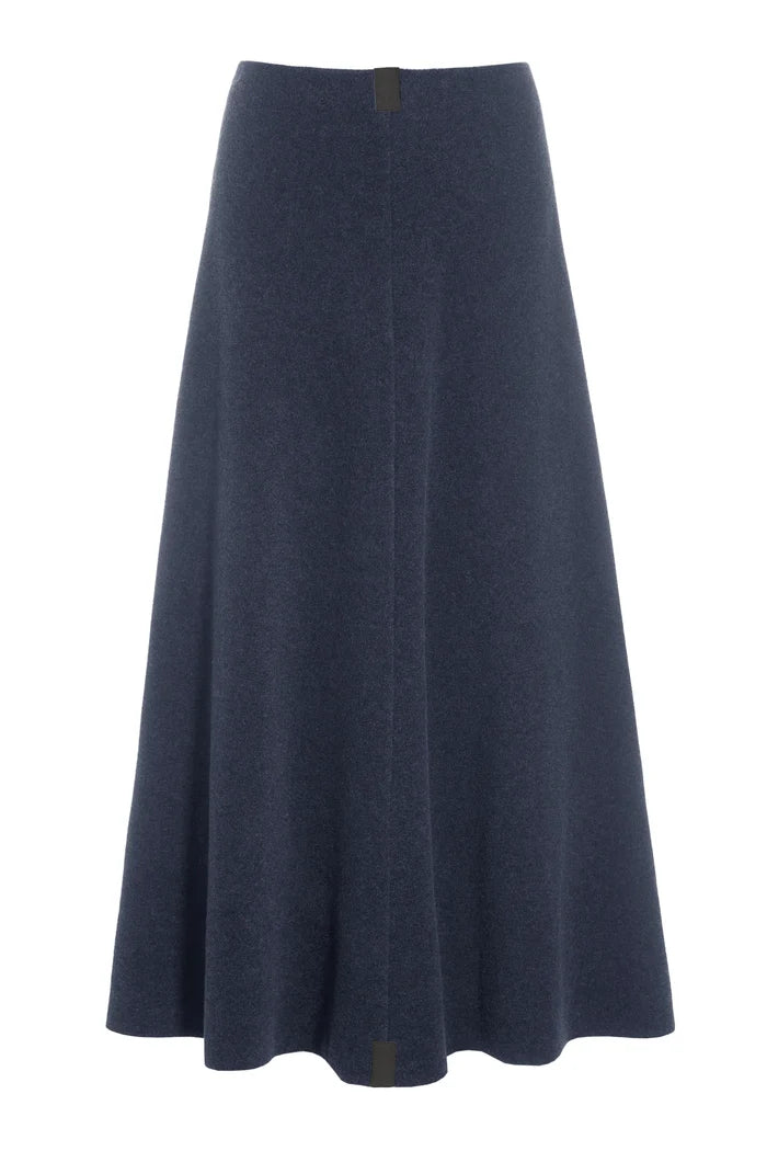 Henriette Steffensen Fleece Long Flared Skirt Evening Blue | 3256