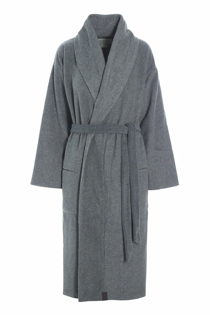 Henriette Steffensen Fleece Midi Bath Robe Grey | 7128 MIDI