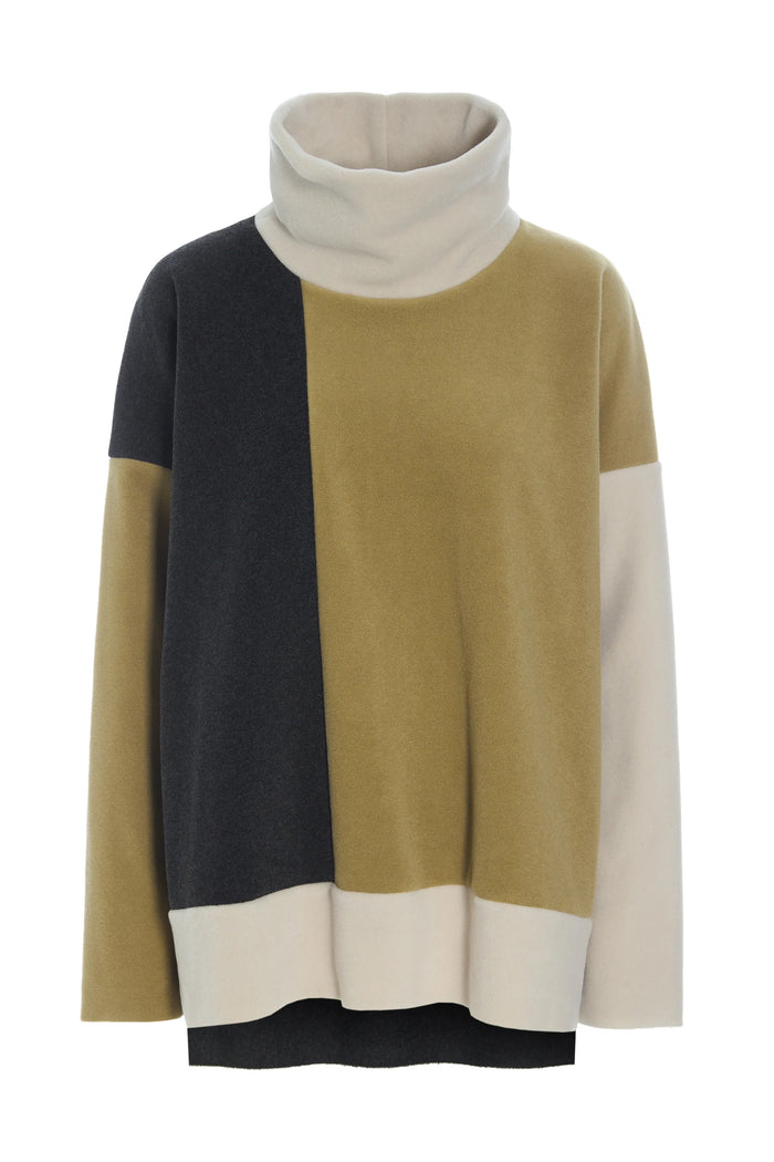 Henriette Steffensen Fleece Patch Sweater Olive/Soft Black/Kit | 1380