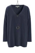 Henriette Steffensen Fleece V-Neck Top Evening Blue | 1336