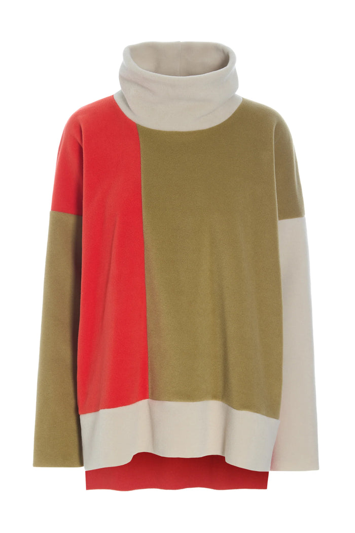 Henriette Steffensen Patch Sweater Olive/Tomato/Kit | 1380