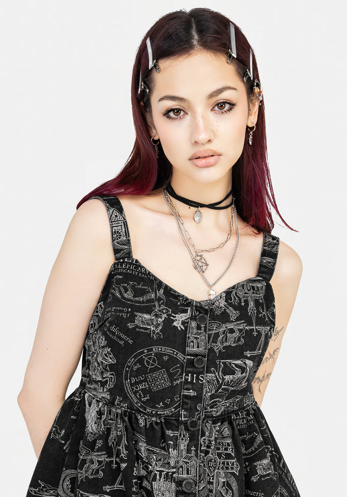 Heresy Button Up Mini Apron Dress