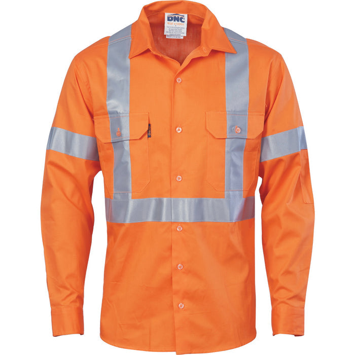 Hi Vis Cool-breeze Cotton Shirt With Cross Back Csr R/Tape L/S 3546