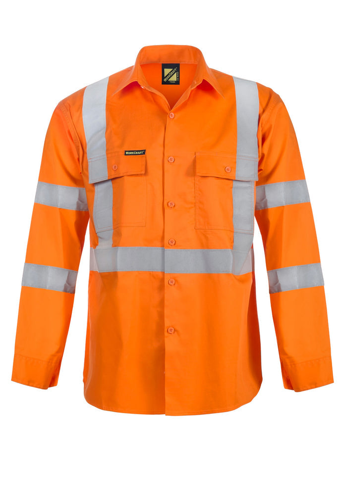 Hi Vis Long Sleeve Shirt With X Pattern And CSR Reflective Tape -day/night Use WS3222