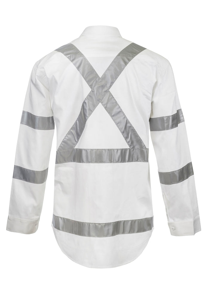 Hi Vis Long Sleeve Shirt With X Pattern And CSR Reflective Tape -day/night Use WS3222