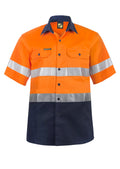 Hi Vis Two Tone Short Sleeve Cotton Drill Shirt With CSR Reflective Tape
