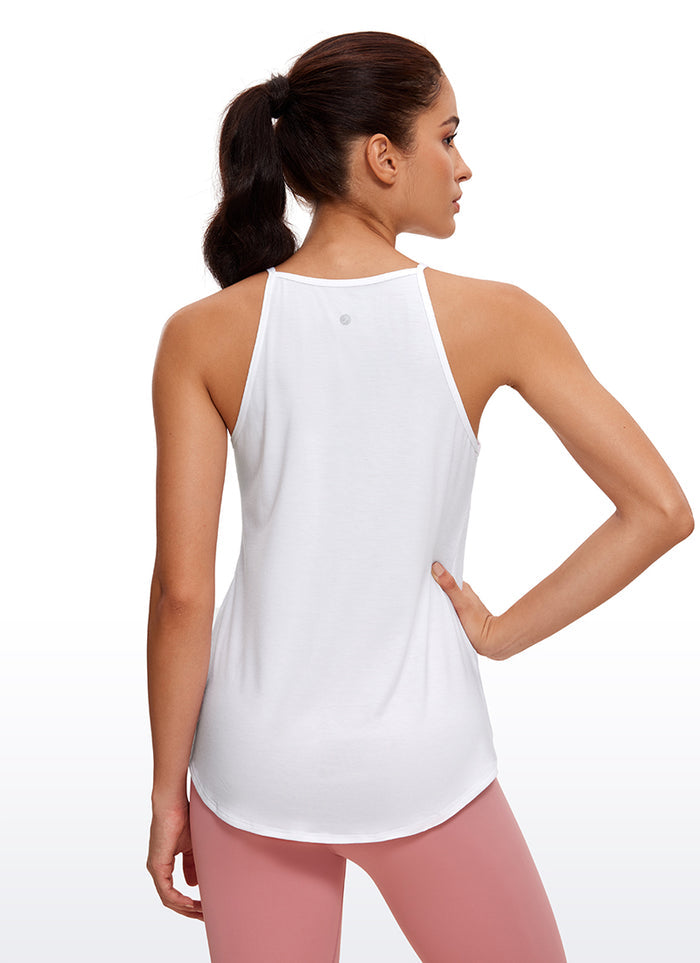 CRZ YOGA Women's Yoga Classic Fit Tops Halter Tank White