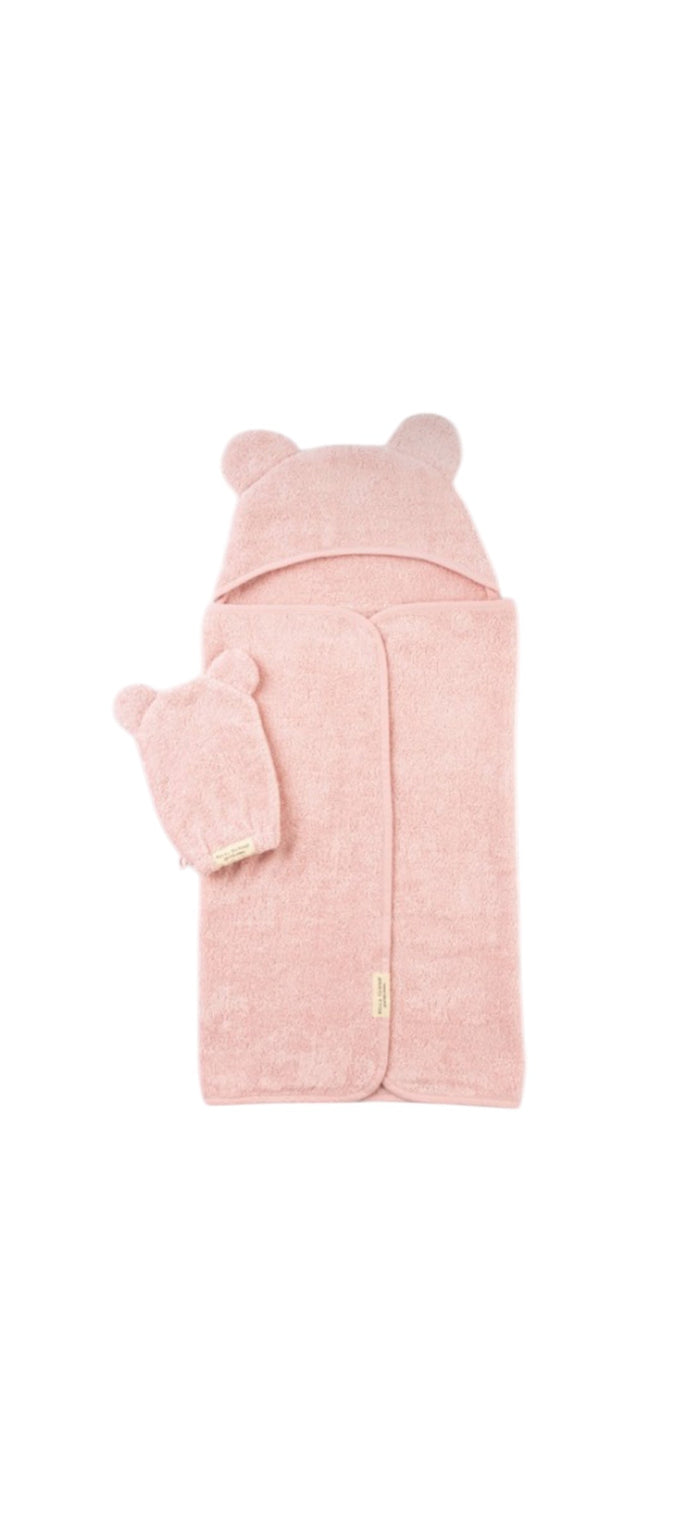 Hooded Towel + Wash Mitt by Bella Tunno | 2 Colors Bella Tunno Blanket Blush