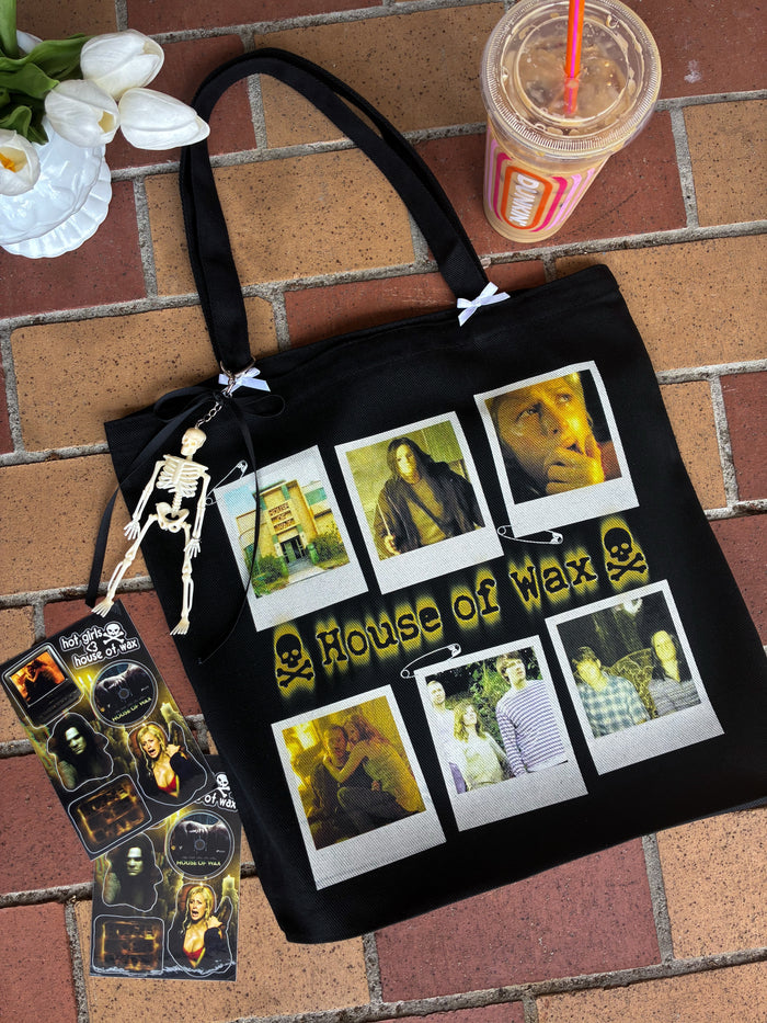 "house of wax" tote bag