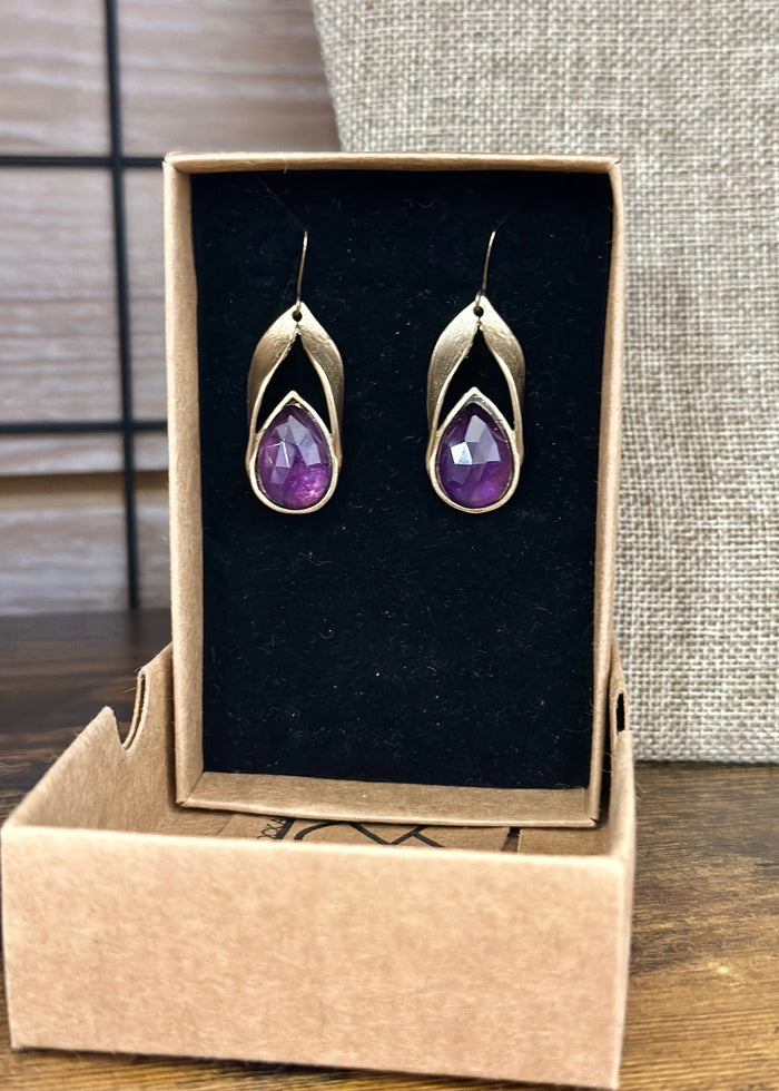 Hydna of Scione Amethyst Earrings Lock and Key Earrings