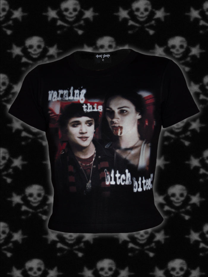 "i bite" baby tee