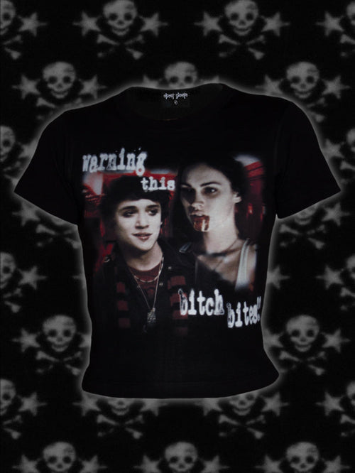 "i bite" baby tee