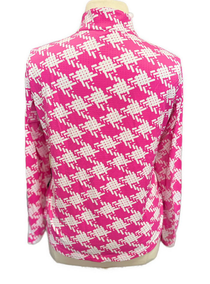 Icikuls Women's Blue & Lime Floral Long Sleeve Zip Mock Sun shirt