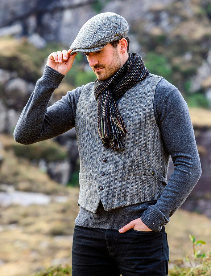 Irish Tweed Herringbone Waistcoat #color_grey