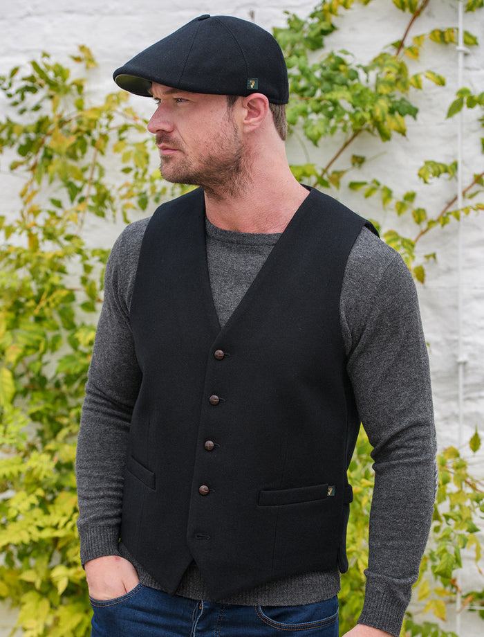 Irish Tweed Herringbone Waistcoat #color_black