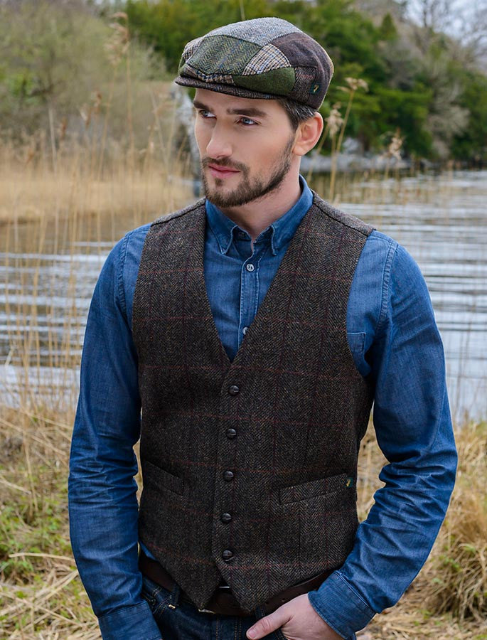 Tweed Waistcoat #color_brown-red