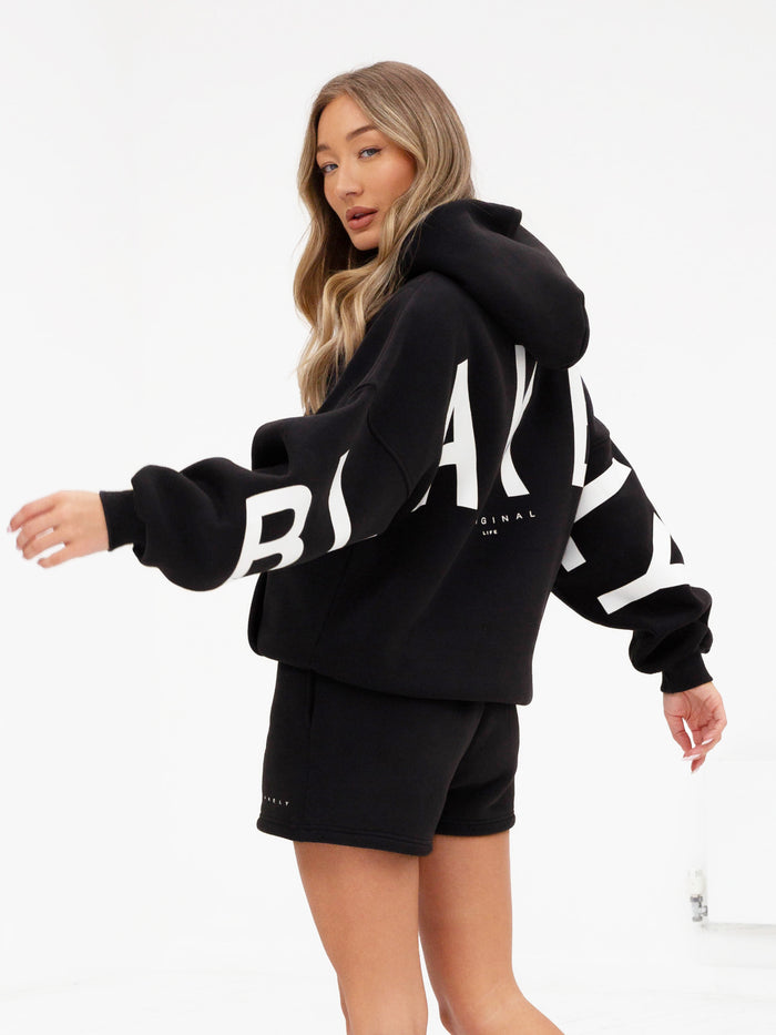 Isabel Hoodie & Jogger Shorts Set - Black