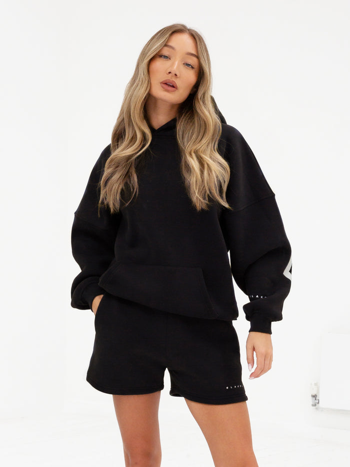 Isabel Hoodie & Jogger Shorts Set - Black