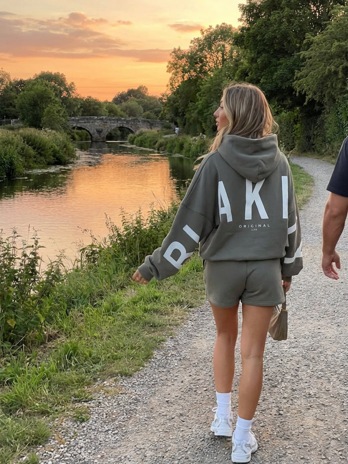 Isabel Hoodie & Jogger Shorts Set - Safari Green