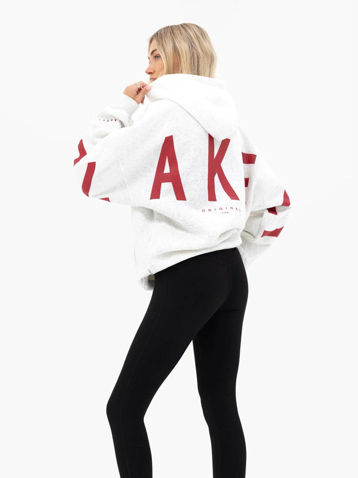 Isabel Oversized Hoodie - Marl White & Cherry Red
