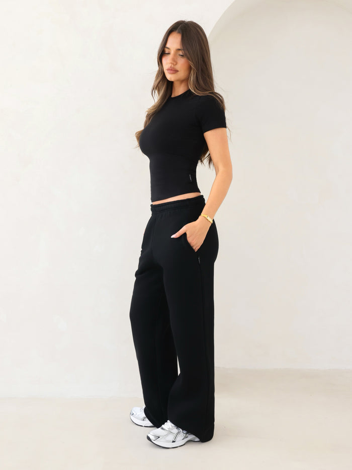 Isabel Wide Leg Sweatpants - Black