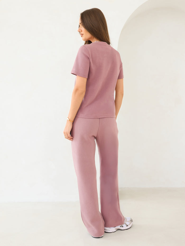 Isabel Wide Leg Sweatpants - Dusty Pink