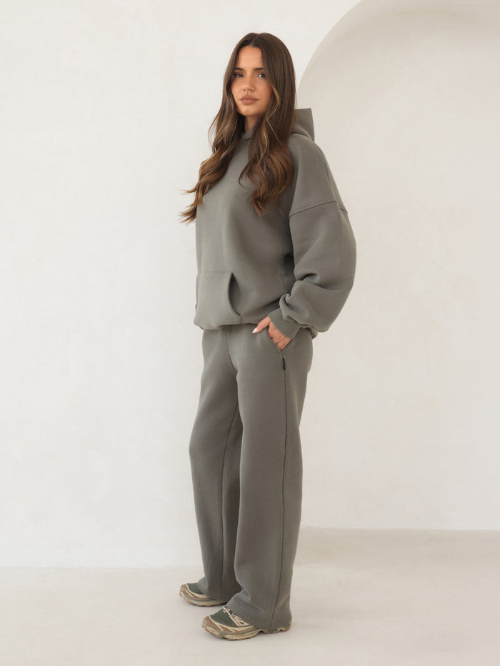 Isabel Wide Leg Sweatpants - Safari Green