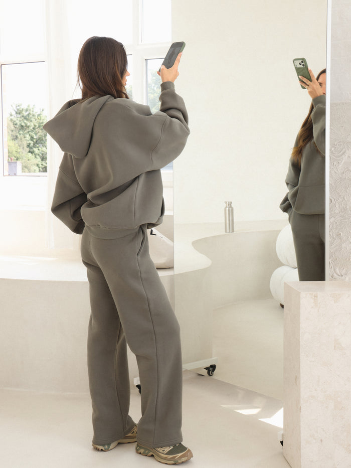 Isabel Wide Leg Sweatpants - Safari Green