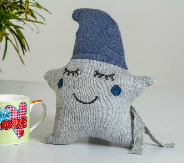 Joker Pillow Grey & Blue Knitted Stuffed/Plush/Soft Toy | 100% Premium Cotton - Mojopanda Organic  Store